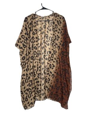 Raj Leopard-Print Cotton Kimono in Tan and Brown